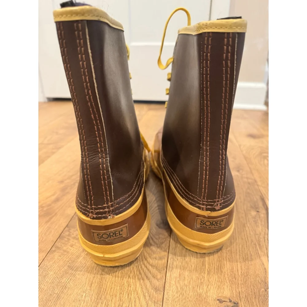 Men’s Vintage Sorel Arctic Pac Winter Boots Size 14 Brown Yellow